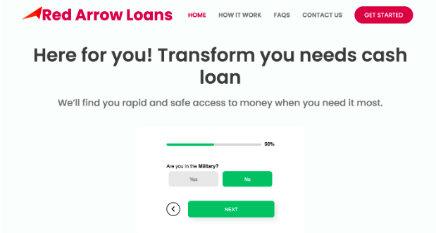 red arrow loans online application step 2