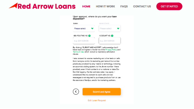 red arrow loans application step 4